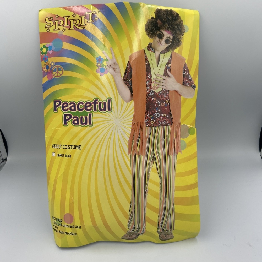 Peaceful Paul hippie Halloween costume, Groovy Hippie Era Large